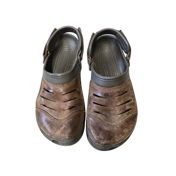 Crocs Bogata Brown Vegan Leather Clogs - Size 9 - Picture 1 of 5